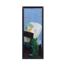 Rohusaar Lugemisharjutus 1995 Õli lõuendil 180x65cm, raamis 190x77cm
