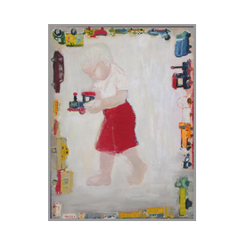 Rohusaar Poiss ja mänguautod 1992 Õli lõuendil 150x110cm, raamis 157x117cm