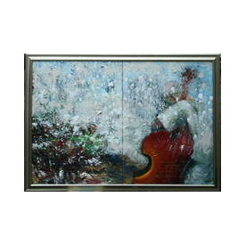 Rohusaar Mängib talve kiituseks 2008 Diptühhon, akrüül lõuendil, raamis